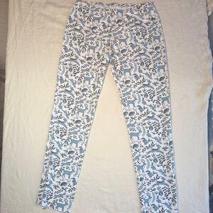 Roller Rabbit Winterland Pajama Bottoms Cream Pima Cotton Fabric Medium